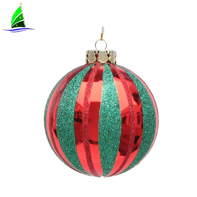 Pintado a mano interior colgante de cristal verde bola de Navidad adorno de árbol verde